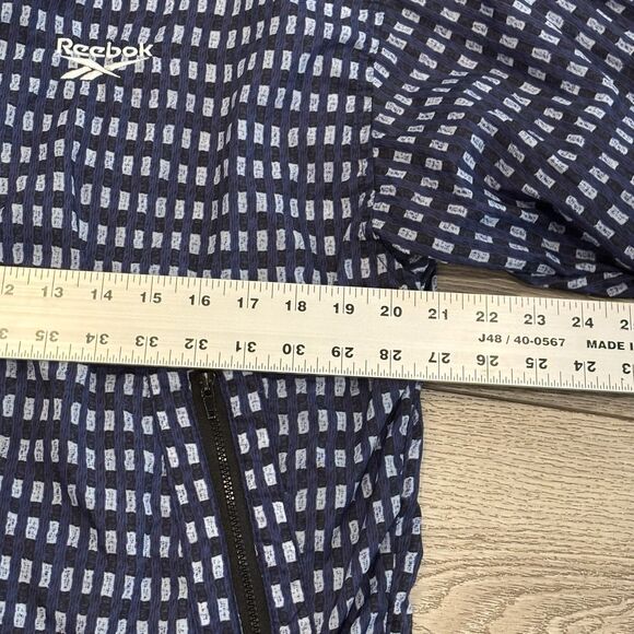 Vintage Reebok Jacket Women Medium Blue Geometric Pattern Windbreaker Track - Picture 7 of 8